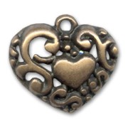 Breloque coeur 18 mm bronze x1