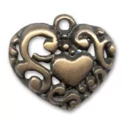 Breloque coeur 18 mm bronze x1