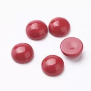 Cabochon rond en verre 8 mm - Imitation corail - Rouge x1