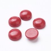 Cabochon rond en verre 10 mm - Imitation corail - Rouge x1