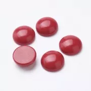 Cabochon rond en verre 14 mm - Imitation corail - Rouge x1