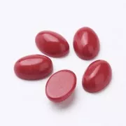 Cabochon ovale en verre 14x10 mm - Imitation corail - Rouge x1
