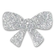 Noeud 19x28 mm Argenté pailleté x1