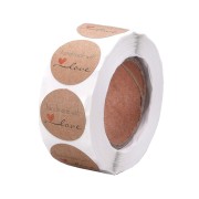 Rouleau d'étiquettes autocollantes 25 mm - Handmade with Love - Marron - Noir x500