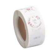 Rouleau d'étiquettes autocollantes 25 mm - Thank you - Blanc - Pastel x500|raw }}