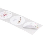 Rouleau d'étiquettes autocollantes 25 mm - Thank you - Blanc - Pastel x500