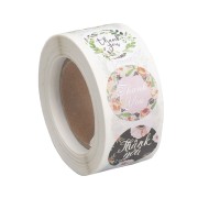 Rouleau d'étiquettes autocollantes fleuries 25 mm - Thank you - Multicolore x500|raw }}