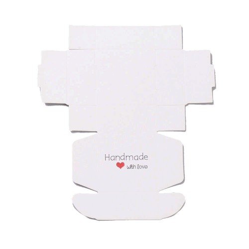 Boîte cadeau à monter soi-même 5.5x5.5x2.5 cm - Handmade with Love - Blanc x1