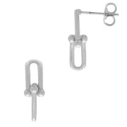 Clous d'oreilles design pendant 19x6 mm - Rhodié x2