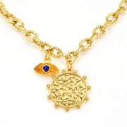 Pendentif rond travaillé de petites boules 26x25 mm - Doré à l'or fin x1