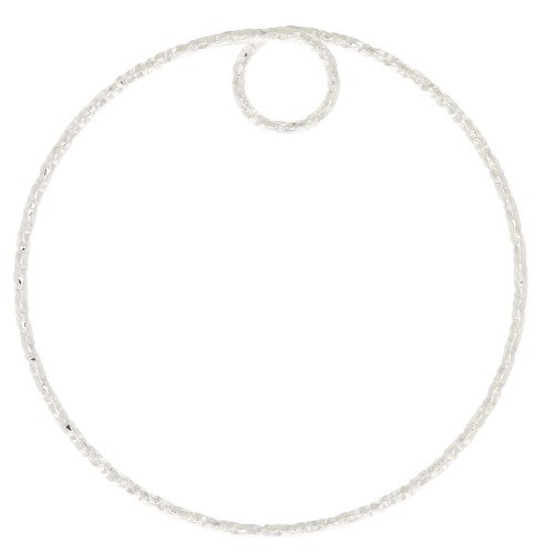 Pendentif cercle diamanté 35 mm - Placage Argent fin x1