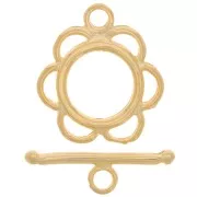 Fermoir T fleur 20 mm doré x1