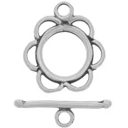 Fermoir T fleur 20 mm argenté vieilli x1