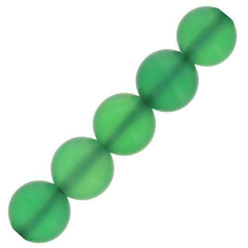 Perles rondes 6 mm pierre gemme teintée - Onyx Vert dépoli effet givré x15
