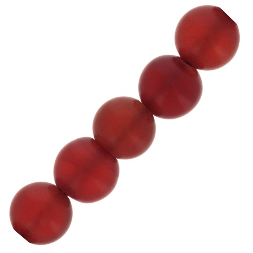 Perles rondes 4 mm pierre gemme teintée - Onyx Rouge dépoli effet givré x20