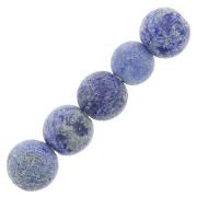 Perles rondes 4 mm pierre gemme - Lapis Lazuli dépoli effet givré x20