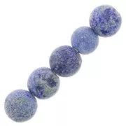 Perles rondes 4 mm pierre gemme - Lapis Lazuli dépoli effet givré x20