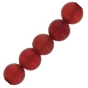 Perles rondes 3 mm pierre gemme teintée - Onyx Rouge dépoli effet givré x25