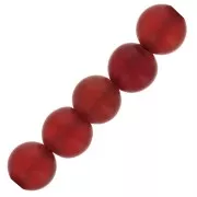 Perles rondes 3 mm pierre gemme teintée - Onyx Rouge dépoli effet givré x25