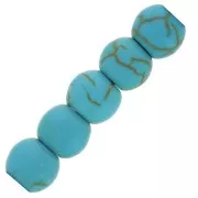 Perles rondes 6 mm pierre gemme - imitation Turquoise dépoli effet givré x15