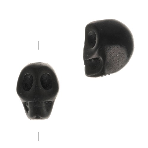 Perle tête de mort 8x6 mm imitation Howlite teintée - Noir x1