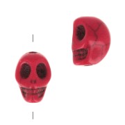 Perle tête de mort 8x6 mm imitation Howlite teintée - Rouge x1|raw }}