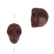 Perle tête de mort 8x6 mm imitation Howlite teintée - Marron x1