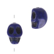Perle tête de mort 8x6 mm imitation Howlite teintée - Bleu foncé x1|raw }}