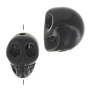 Perle tête de mort 10x8 mm imitation Howlite teintée - Noir x1|raw }}