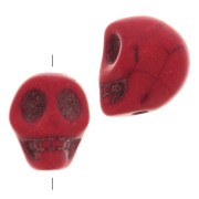 Perle tête de mort 10x8 mm imitation Howlite teintée - Rouge x1|raw }}