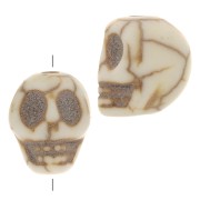 Perle tête de mort 10x8 mm imitation Howlite teintée - Ivoire x1|raw }}