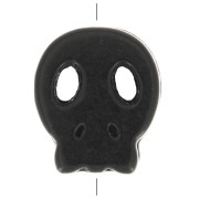 Perle plate tête de mort 15x13 mm imitation Howlite teintée - Noir x1|raw }}