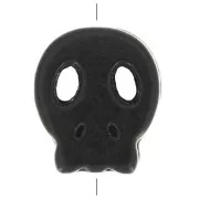 Perle plate tête de mort 15x13 mm imitation Howlite teintée - Noir x1