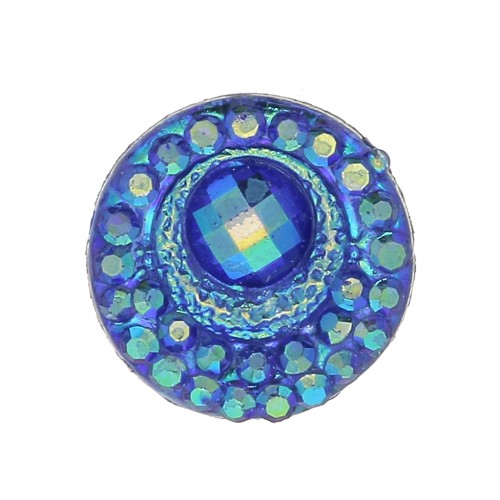 Cabochon rond en résine 10 mm - Strass -  effet Blue AB x1