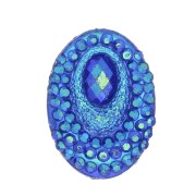 Cabochon ovale en résine 18x13 mm - Strass -  effet Blue AB x1