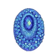 Cabochon ovale en résine 18x13 mm - Strass -  effet Blue AB x1