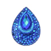 Cabochon goutte en résine 18x13 mm - Strass -  effet Blue AB x1|raw }}