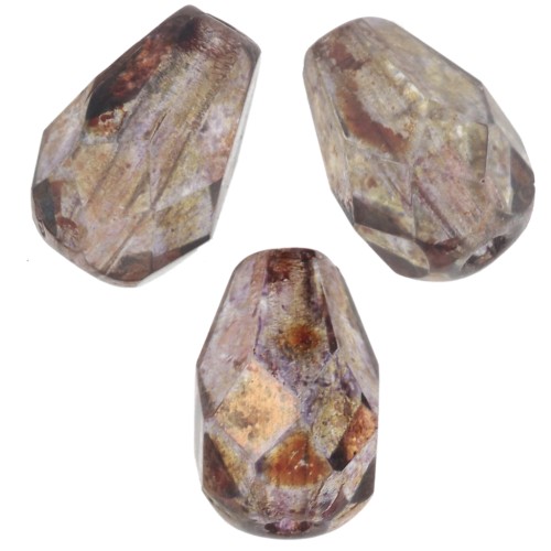 Poires facettées 7x5 mm Crystal Lila Gold Luster x25
