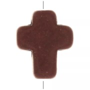 Perle croix 10x8 mm imitation Howlite teintée - Marron x1|raw }}