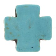 Perle croix Grecque 15 mm imitation Howlite teintée - Turquoise x1|raw }}