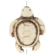 Perle tortue 18x14 mm imitation Howlite teintée - Ivoire x1