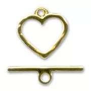 Fermoir T coeur 20 mm - Doré à l'or fin x1