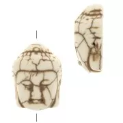 Perle tête de Bouddha 20x14.5 mm imitation Howlite teintée - Ivoire x1