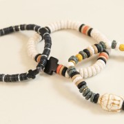 Perle tête de Bouddha 20x14.5 mm imitation Howlite teintée - Ivoire x1