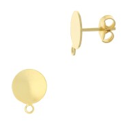 Clous d'oreilles disque 10 mm avec anneau - Doré à l'or fin x20|raw }}