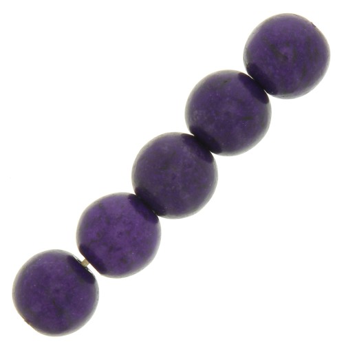 Perles rondes 4 mm imitation Howlite teintées- Violet x30