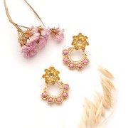 Perles rondes 4 mm imitation Howlite teintées - Fuchsia x30