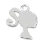 Pendentif girly 25 mm argenté  x1