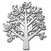 Pendentif arbre à pensées 70 mm Placage Argent fin vieilli x1