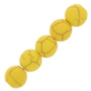 Perles rondes 8 mm imitation Howlite teintées - Jaune x10